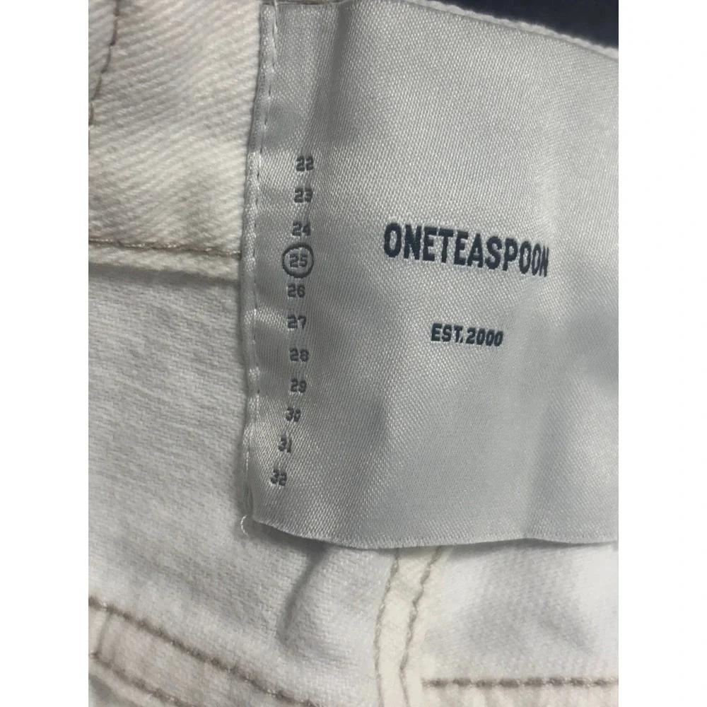One Teaspoon Stevies Low Waist Long Length Boyfriend Denim Shorts WhiteBeauty 25